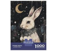 Puzzles 1000 Pièces pour Adultes Gothic White Rabbit with Black Rose Puzzle Adulte À Faire Soi-même, Jouet, Cadeau d'anniversaire, Cadeau Anti-Stress 38x26cm/1000pcs