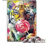 Puzzles 1000 pièces pour Adultes Graffiti Tigre Impossible Puzzles pour Adultes Oeuvre d'art Décor Intelligence Jouet pour Jeux d'intérieur en Famille (Taille 50x75cm)