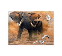 Puzzles 1000 pièces pour Adultes，Grand éléphant et Oiseau Blanc，Puzzle Classique Difficile, Amusant, créatif, Jouets DIY, Cadeaux pour Filles et garçons, Jeux familiaux（38x26cm）-I96