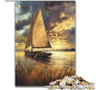 Puzzles 1000 pièces pour Adultes Grand voilier sur Le lac en Carton,décoration Artistique DIY Parfaite ou Cadeau d'anniversaire 38x26CM Jeu de réflexion pour Adolescents,Cadeau de Vacances Parfait