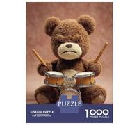Puzzles 1000 Pièces pour Adultes Grumpy Teddy Bear Drummer Puzzles pour Adultes, Jeux Amusants, Une Œuvre d'art, Une Offre À Offrir À Toute La Famille 70x50cm/1000pcs