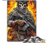 Puzzles 1000 pièces pour Adultes Guerrier Squelette de Flamme, Aidez Le Cerveau à exercer des Jouets addictifs pour cultiver la Patience Décoration Parfaite (Taille 50x75cm)