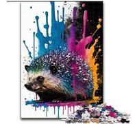 Puzzles 1000 pièces pour Adultes Hérisson coloré en Bois, Un pour s'amuser en Famille 50x75cm pour Les Vacances, Les Anniversaires et Les soirées de Jeux en Famille