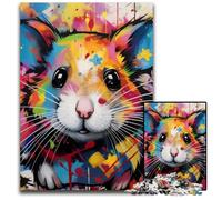 Puzzles 1000 pièces pour Adultes Hérisson Graffiti Puzzles en Carton Jeu interactif Familial, Cadeau Artisanal avec Illustrations colorées 26x38cm / 10,23x14,96 Pouces