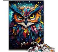 Puzzles 1000 pièces pour Adultes Hibou coloré en Bois, Jeu Familial interactif, Convient aux 14 Ans et Plus 50x75cm Un pour Noël ou Un Anniversaire