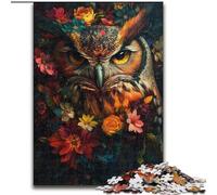 Puzzles 1000 pièces pour Adultes Hibou Fleurs, Aidez Le Cerveau à exercer des Jouets addictifs pour cultiver la Patience Décoration Parfaite (Taille 50x75cm)