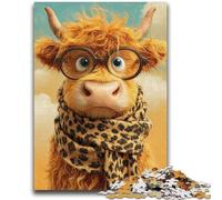 Puzzles 1000 pièces pour Adultes Highland Cow, Jeu Stimulant et Jeu Familial avec pièces entièrement emboîtables de Formes aléatoires 26x38cm