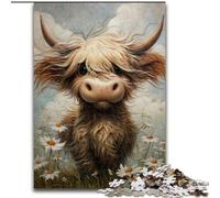Puzzles 1000 pièces pour Adultes Highland Cow Puzzles 1000 pièces pour Adultes Divertissement Relaxant, Cadeau de Noël Parfait et décoration intérieure 50x75cm