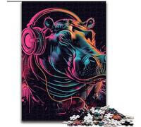 Puzzles 1000 pièces pour Adultes Hippo avec Casque Puzzles en Carton, pour Adolescents et Famille - Jeu de réflexion DIY, 1000 pièces(26x38cm)