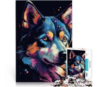 Puzzles 1000 pièces pour Adultes Husky coloré Jouets éducatifs et d'apprentissage Jeux familiaux Œuvre d'art 50x70cm