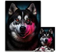 Puzzles 1000 pièces pour Adultes, Husky coloré, Puzzles impossibles pour Adultes, décoration d'intérieur à Faire soi-même, Jeu de réflexion, 50x75cm