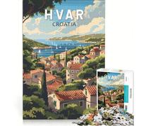 Puzzles 1000 pièces pour Adultes Hvar, Croatia | Vacances à domicile pour passer le temps Idée cadeau d'anniversaire difficile et stimulant. 38x26cm