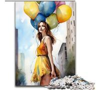 Puzzles 1000 pièces pour Adultes, imprimés d'art « Joyful Girl », Parfaits pour la décoration de la Maison et du Bureau, Les fêtes, Les Anniversaires et Les Cadeaux de Vacances (Taille 50x75cm)