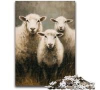 Puzzles 1000 pièces pour Adultes Jeu de Famille de Moutons Soulagement du Stress Défi Difficile Convient aux Couples 26x38cm