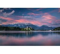 Puzzles 1000 pièces pour Adultes, Jeux éducatifs, décoration d'intérieur, Cadeaux pour Hommes, Adultes, Enfants, Peinture, Paysage Naturel, Coucher de Soleil, Montagne, lac, lac de Bled 38 x 52 cm
