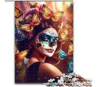 Puzzles 1000 pièces pour Adultes Jour des Morts colorés en Bois, pour Les 14 Ans et Plus 50x75cm Stimulant et divertissant, activité familiale