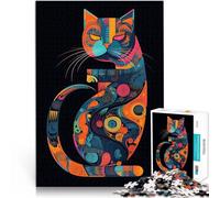 Puzzles 1000 pièces pour Adultes La Forme du Chat Jouets de Jeu pour Cadeau Familial avec Affiche et Feuille de Questions correspondantes 52x38cm