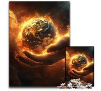 Puzzles 1000 pièces pour Adultes La Terre dans la Paume de Votre Main Puzzles en Carton Design Complexe pour Adolescents, décoration DIY et Divertissement Stimulant pour Le Cerveau 26X38CM