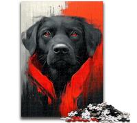 Puzzles 1000 pièces pour Adultes Labrador Noir pour 14 Ans et Plus Cadeaux intéressants pour la réduction du Stress pour Les Amis et la Famille 50x75cm