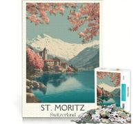 Puzzles 1000 pièces pour Adultes Lake St. Moritz | Découpe de précision Un défi à relever Renforcer l'amour entre les couples. 75x50cm