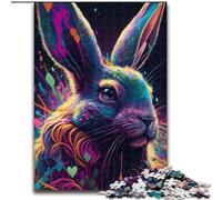 Puzzles 1000 pièces pour Adultes Lapin de Pâques coloré en Bois, pour Les 14 Ans et Plus 50x75cm Stimulant et divertissant, activité familiale