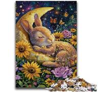 Puzzles 1000 pièces pour Adultes Lapin endormi, Difficile et Stimulant, avec Affiche et fiche de Questions-réponses pour Les 14 Ans, 50x75cm