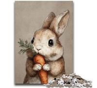 Puzzles 1000 pièces pour Adultes Lapin Mangeant des Carottes, pour Adolescents, Jeux Amusants Chaque pièce est Unique - Jeu Familial Stimulant (50x75cm)