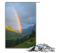 Puzzles 1000 pièces pour Adultes l'arc-en-Ciel s'étend sur Toute la vallée après la Pluie Puzzles Cadeaux Cadeaux d'anniversaire Cadeaux pour Adolescents de 14 Ans et Plus 1000 pièces (38 x 26 cm)