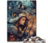 Puzzles 1000 pièces pour Adultes Le Loup et la Fille Jeu de réflexion Jeu éducatif pour Anniversaire, Noël pour Les 14 Ans 26x38cm