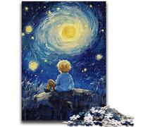 Puzzles 1000 pièces pour Adultes Le Petit Prince du Ciel Nocturne Difficile à compléter mais Amusant et Humoristique avec Affiche et Feuille de Questions Assorties 26x38cm