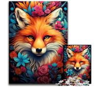 Puzzles 1000 pièces pour Adultes Le psychédélisme coloré de Flower Fox Puzzles stimulants Décoration d'intérieur Jeu de réflexion pour Adolescents et Interaction familiale 1000 pièces (38x26cm)