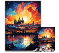 Puzzles 1000 pièces pour Adultes : Le psychédélisme coloré du château de Prague. Puzzles en Papier : Un Casse-tête Stimulant - Jouet Relaxant pour Adolescents. 1000 pièces (38 x 26 cm).