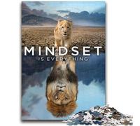 Puzzles 1000 pièces pour adultes : L'état d'esprit est primordial,le défi de l'intelligence cérébrale du lion,des jouets addictifs,un cadeau d'anniversaire,des cadeaux,une décoration murale 26 x 38 cm