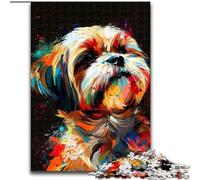 Puzzles 1000 pièces pour Adultes Lhassa Apso Dog Art Puzzles 1000 pièces pour Adultes pour Anniversaire, Vacances, Noël, Halloween, Cadeau (Taille 50x75cm)