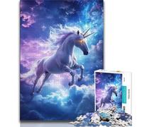 Puzzles 1000 pièces pour Adultes Licorne Blanche 1000 pièces pour Adolescents Jeu de Quiz décoration Murale Cadeaux d'anniversaire et de Noël Uniques 38x26cm