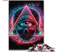 Puzzles 1000 pièces pour Adultes L'Œil de la Providence Puzzles Carton Design Complexe pour Adolescents, décoration DIY et Divertissement Stimulant pour Le Cerveau Taille 38x26cm