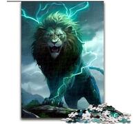Puzzles 1000 pièces pour Adultes Lion dans Le Tonnerre Puzzles en Bois Taille 50x75cm pour Les Amoureux du Voyage et Les Couples, Jouet Stimulant