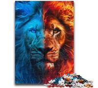 Puzzles 1000 pièces pour Adultes, Lion de Glace et de feu, 1000 pièces pour Adolescents, Cadeaux Secret Santa pour Les 14 Ans et Plus (26x38cm)