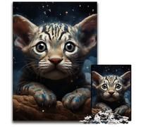 Puzzles 1000 pièces pour Adultes Lion de la Nuit étoilée Puzzles Difficiles pour Adultes pour Les fêtes, Illustration à Faire soi-même 26x38cm/10,23x14,96 Pouces