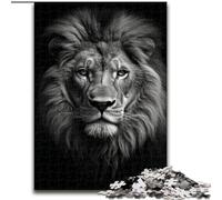 Puzzles 1000 pièces pour Adultes, Lion Noir et Blanc, Jeux, Jouets, Cadeaux d'anniversaire Uniques pour Les Enfants de 14 Ans et Plus (Taille 50x75cm)