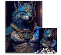 Puzzles 1000 pièces pour Adultes Loup Bleu doré Puzzles pour Adultes pour Les Vacances, Les Anniversaires et Les soirées de Jeux en Famille 26x38cm/10,23x14,96 Pouces