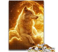 Puzzles 1000 pièces pour Adultes Loup doré pour 14 Ans et Plus Jeux familiaux Jeu de Noël Cadeaux pour Femmes 26x38cm