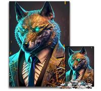 Puzzles 1000 pièces pour Adultes Loup Manager en Costume Puzzles en Carton Parfait pour Halloween, Noël, Cadeau d'anniversaire 26x38cm/10,23x14,96 Pouces