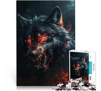 Puzzles 1000 pièces pour Adultes Loup Noir Sauvage et maléfique Jeux éducatifs Décoration d'intérieur Jeu de défi Unique 38x26cm
