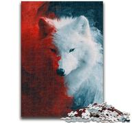 Puzzles 1000 pièces pour Adultes Loup Rouge et Blanc Puzzles pour Adultes, éducatifs et éducatifs, idéal comme Cadeau pour Toute la Famille (75x50cm)