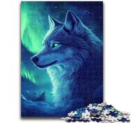 Puzzles 1000 pièces pour Adultes Loup sous l'aurore pour Les 14 Ans et Plus Jeux de Famille Jeu de Noël Cadeaux pour Femmes 50x75cm