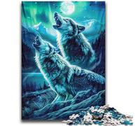 Puzzles 1000 pièces pour Adultes Loups hurlants sur la Montagne Amusement en Famille Activités Amusantes à la Maison, Cadeau d'anniversaire, Cadeaux de Voyage, pour et 14 Ans 50x75cm