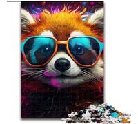 Puzzles 1000 pièces pour Adultes Lunettes néon Panda Roux Puzzles impossibles pour Adultes Taille 50x75cm pour Jeu interactif en Famille