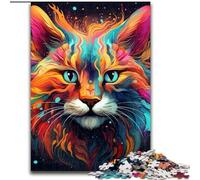 Puzzles 1000 pièces pour Adultes Lynx coloré Puzzles stimulants Taille 26x38cm Jeu de défi cérébral pour Adolescents et Interaction familiale