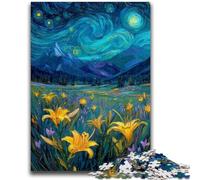 Puzzles 1000 pièces pour Adultes Lys Jaunes dans Le Ciel Nocturne, Jouets éducatifs, Anti-Stress, renforce l'amour Entre Couples 50x75cm